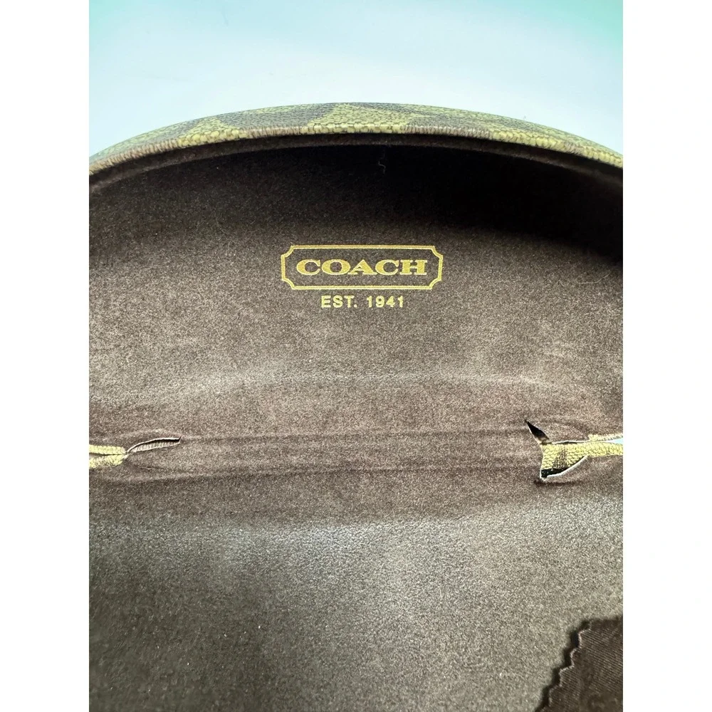 Coach Signature Monogram Hard Shell Sunglasses Eyeglasses Case with Cloth Brown